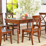 美式乡村餐桌椅组合 大小户型全实木长方形桌子 白蜡木6人饭桌椅