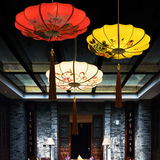 新中式布艺吊灯手绘餐厅咖啡厅客厅卧室火锅店过道仿古典红色灯笼