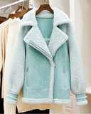 2016秋冬韩版女装新款修身羊羔毛大衣短外套女麂皮绒短款显瘦上衣
