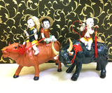 牧童骑牛景德镇陶瓷牛摆件工艺品风水牛创意人物动物家居装饰品