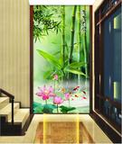 3d中式无缝竹子玄关走廊竖版大型壁画壁纸墙纸电视影视背景墙布