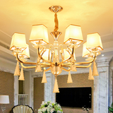 欧式简约现代水晶吊灯 客厅餐厅卧室大气灯 具简欧美式金色吊灯饰