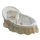 笨笨豆新生婴儿手提睡篮 手工编织环保材质棉面料宝宝摇篮床摇床