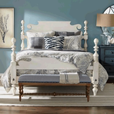 高端全屋家具定制 美式实木橡木公主床优雅白色单双人床卧室套装