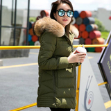 GARBORRY韩版新款修身 羽绒服女反季节特卖 中长款 大毛领潮 连帽