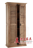 出口法式复古做旧实木衣柜美式乡村现代中式实木百叶衣门储物柜