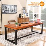 美式铁艺复古书桌实木餐桌防锈做旧办公桌写字台loft会议桌电脑桌