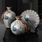 创意美式陶瓷花瓶三件套装饰品摆件博古架摆设欧式客厅电视柜摆件