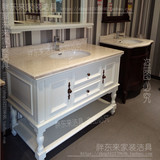 美式浴室柜组合简欧橡木落地卫浴柜简约现代定制卫生间洗手脸盆柜