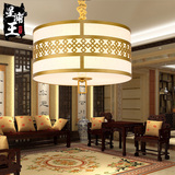 现代小吊灯新中式大气灯 金色古典客厅灯饰单头圆形布艺餐厅灯具