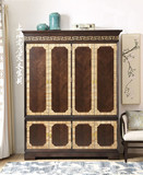 新款 欧式手绘四门衣柜储物柜美式橡木创意仿古实木收纳柜子热卖