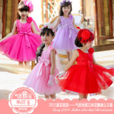 儿童花童礼服夏装小孩女孩主持人表演出粉色蓬蓬女童公主婚纱裙子