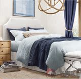 美式乡村方床1.5 1.8 2米双人床法式亚麻布艺床复古床软包床婚床