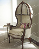 新古典实木单人沙发休闲椅大厅鸟笼太空椅贝壳椅公主高背装饰椅子