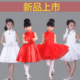 新款儿童合唱服中国风唐装旗袍蓬蓬纱裙女童古筝舞蹈演出服装春夏