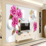 3d立体玉雕玫瑰花电视背景墙壁纸客厅卧室欧式无纺布墙纸壁画墙布