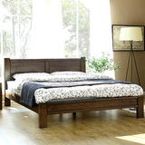 全纯实木双人床1.8米床白橡木美式乡村黑胡桃色环保原木卧室家具