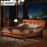 森邻家居 美式床全实木床 小户型美式双人床雕花复古床乡村婚床