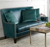 高档新款整装美式家具头层小牛皮客厅组合新古典欧式英式双人沙发