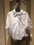 米可芭娜2016夏新款韩版宽松卡通刺绣短袖白衬衫上衣女M62TS0538