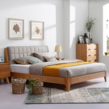 简约北欧日式风格1.8/2米全纯实木大床定制白橡木双人床