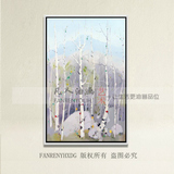 手绘油画北欧式风景油画客厅装饰画现代简约抽象画玄关画竖版壁画