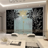 现代家装建材 深雕雕刻工艺 艺术玻璃玄关 电视背景墙 欧式黑白树