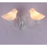 欧式壁灯创意美式床头客厅过道灯温馨卧室儿童水晶小鸟壁灯