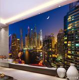 现代城市夜景3D大型壁画 客厅卧室电视背景墙纸 个性壁纸酒吧KTV