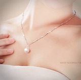 纯银s925项链 天然珍珠吊坠锁骨链女 细银链女士单颗珍珠链送妈妈