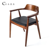 北欧全实木餐椅舒适简约广岛椅现代扶手书桌椅书房靠背时尚电脑椅