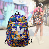 夏季新款阿迪达斯双肩包男女背包中学生三叶草书包涂鸦户外旅行包