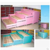 幼儿园木制三层四层推拉床防火板上下拉拉床儿童实木床宝宝抽屉床