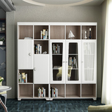 简约现代书柜书架置物柜储物柜自由组合烤漆书房家具带门大书架B1