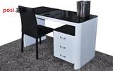 黑白色现代时尚简约书桌家用烤漆钢化玻璃办公桌写字台电脑桌子