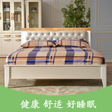 欧式田园橡木双人床 1.5米1.8米可拆洗软包宜家带高箱 实木简欧床
