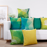 北欧几何抽象宜家彩色绿抱枕办公沙发靠垫汽车棉麻靠枕套抱枕芯