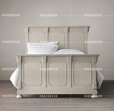 美式乡村复古实木床 法式做旧全实木雕花双人床 美式橡木卧室大床