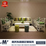 新中式罗汉床榻禅意沙发现代茶楼会所古典实木客厅沙发家具定制