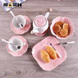 樱花日式下午茶茶具套装咖啡杯碟套装咖啡套具白色陶瓷骨瓷整套