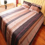 外贸出口纯棉床单薄粗布条纹学生床单宿舍被单单件双人床单枕套