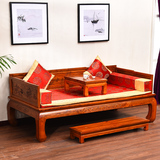 中式仿古家具实木榆木床明清古典万子格山水罗汉床罗汉榻沙发床