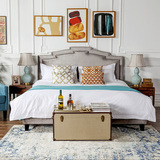 美式现代简约软床1.5 1.8米 库塔纳灰色软包铆钉款卧室双人床现货