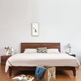北欧宜家纯实木床韩式双人床胡桃木床1.5米1.8米简约现代婚床