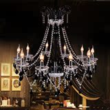 漫咖啡黑色蜡烛水晶大吊灯咖啡厅酒吧奢华LED走廊过道复古创意灯