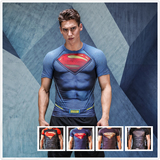 超人美国队长蝙蝠侠短袖紧身衣男运动训练跑步健身服弹力排汗速干