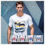 紧身衣超人蝙蝠侠美国队长男运动跑步速干压缩训练T恤健身服短袖