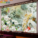 客厅电视背景墙纸中式个性3d立体玉雕浮雕壁纸无缝墙布壁画