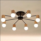 艺术餐厅客厅简约实木吊灯吸顶灯原木创意个性多头灯饰灯具