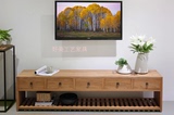 新款美式乡村特价时尚简约玻璃电视柜高档欧式复古实木家具做旧